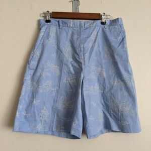 J. McLaughlin 100% silk vintage shorts blue and white size 12